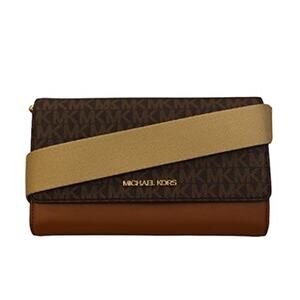 NWT Michael Kors Womens Jet Set Travel Multifunction Phone Crossbody Bag ,Brown